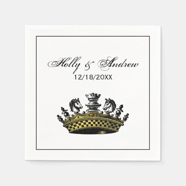 Vintage Krona med Chess Delarare Färg Pappersservett (Framsidan)