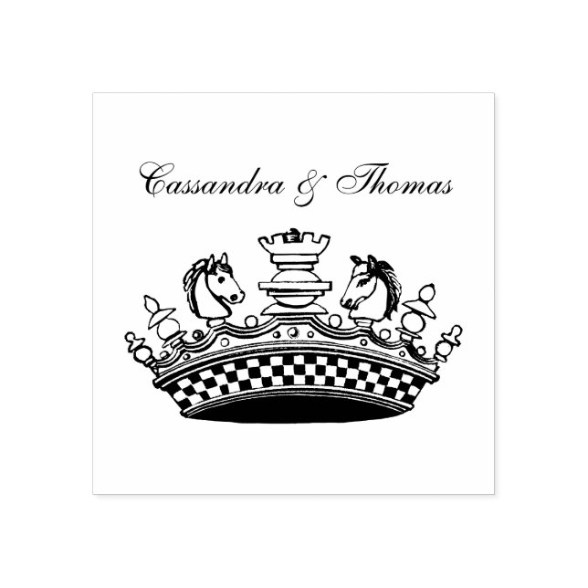 Vintage Krona med Chess Delarare Namn Stämpel (Tryck)