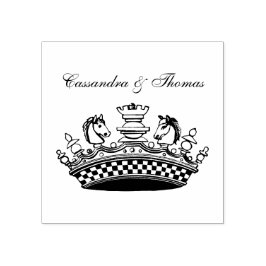 Vintage Krona Med Schackpjäser Namn Stämpel