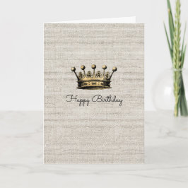Vintage Krona Royal Linen Chic Birthday Kort