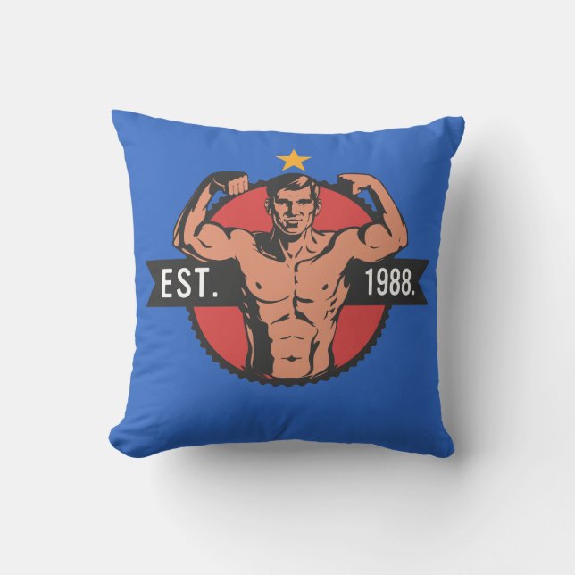 Vintage kroppsbyggare EST 1988 Kudde (Framsida)