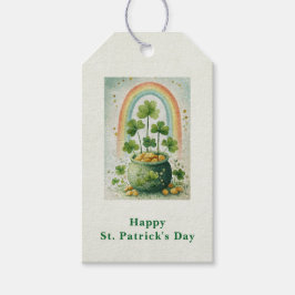 Vintage kruka med guld och regnbåge St. Patrick's Presentetikett