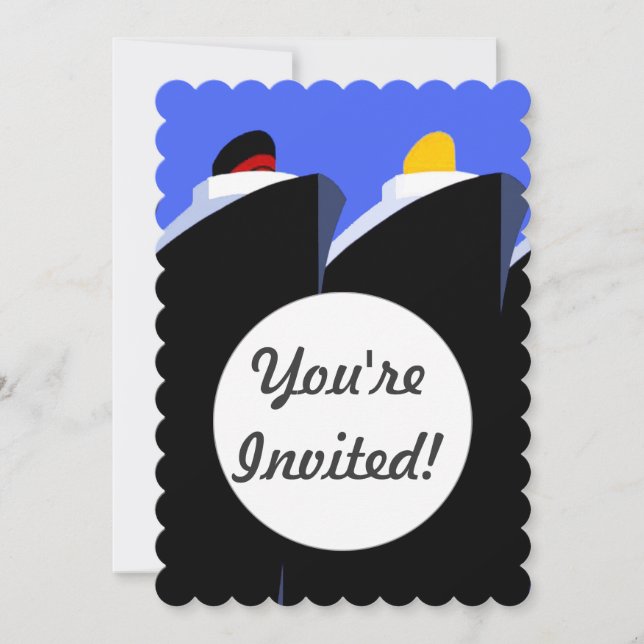 Vintage kryssningsfartyg Art Deco-plakat Inbjudningar (Framsida)