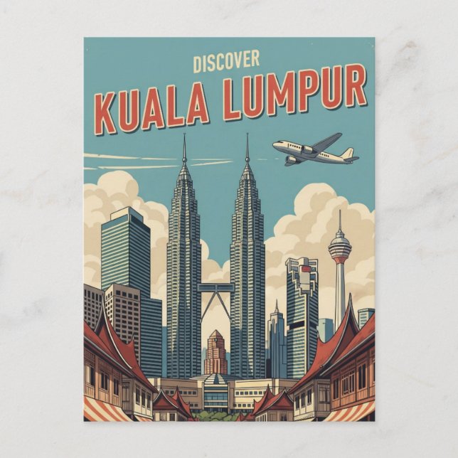 Vintage Kuala Lumpur Malaysia Vykort (Framsida)