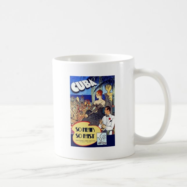 Vintage Kuba så nära så snabb resa Kaffemugg (Höger)