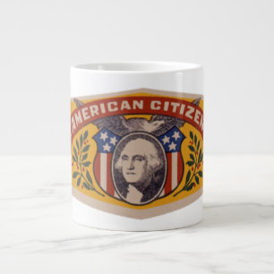 Vintage kubansk cigaretikettskonst, amerikansk med jumbo mugg