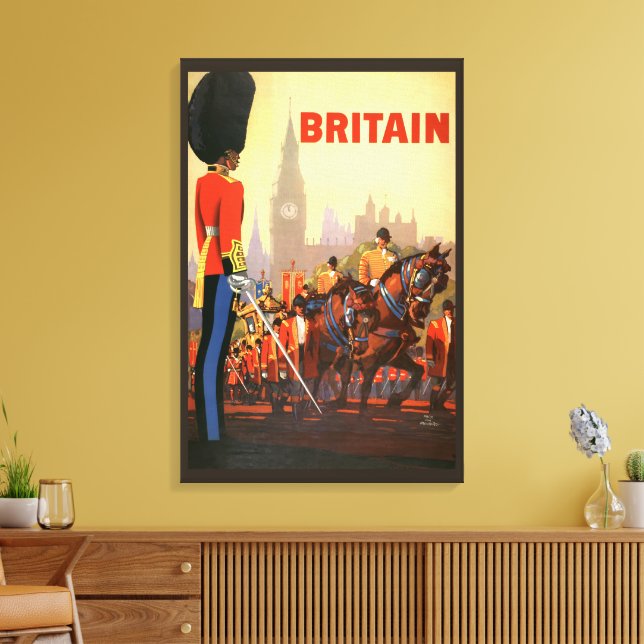 Vintage Kung British Royal Guard Underbar UK Canvastryck (Insitu (Vardagsrum))