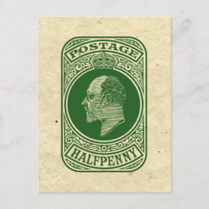Vintage Kung Edward VII förbetald kuvert Halfpenny Vykort
