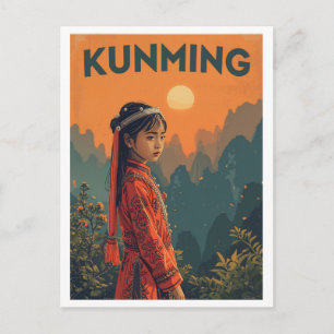 Vintage Kunming, Kina Resa Vykort