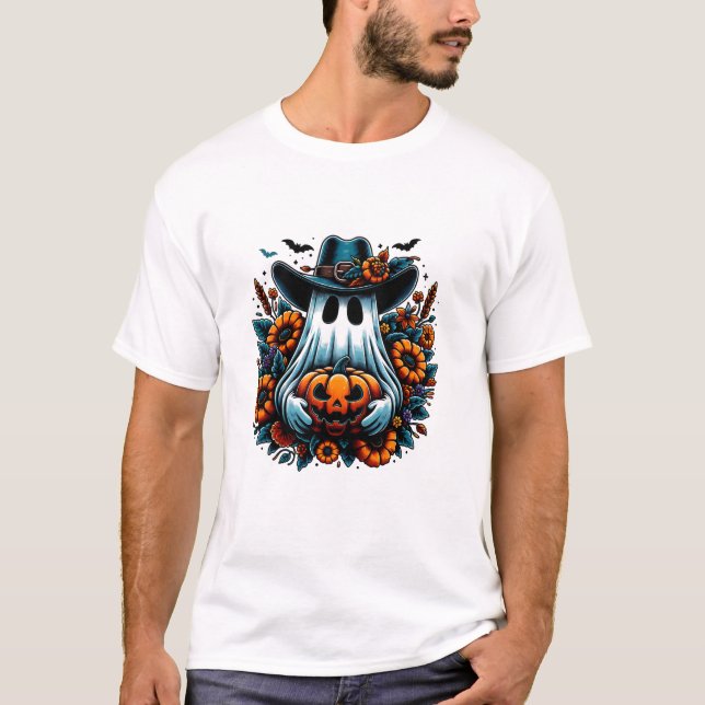 Vintage Kuslig Cowboy Spöke T Shirt (Framsida)