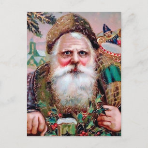 Vintage kuslig jul tomte ansikte jul postkort vykort
