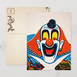 Vintage Kuslig Märklig Clown Postkort Vykort