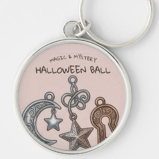 Vintage kuslig rosa mörk akademisk Halloween Rund Silverfärgad Nyckelring