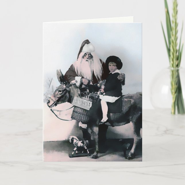 Vintage Kuslig Tomte Julkort Helgkort (Framsida)