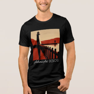 Vintage kust fyr silhuett Retro konst T Shirt
