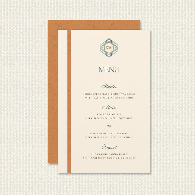 Vintage Kustsolnedgång Turkos Orange Bröllopsmeny (vintage coastal wedding menu warm sunset orange teal mid century modern retro beach nautical)
