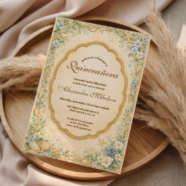 Vintage kustträdgård Quinceañera Inbjudningar