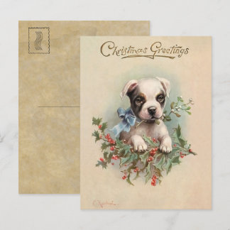 Vintage Kute Puppy-julhälsningar vykort