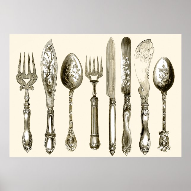 Vintage Kutlery Dining Set Poster (Framsidan)