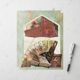 Vintage kuvert insats fläkt hatt låda gammal bok 