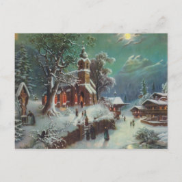 Vintage Kväll Genre Painting (målning) vid jul på Helg Vykort