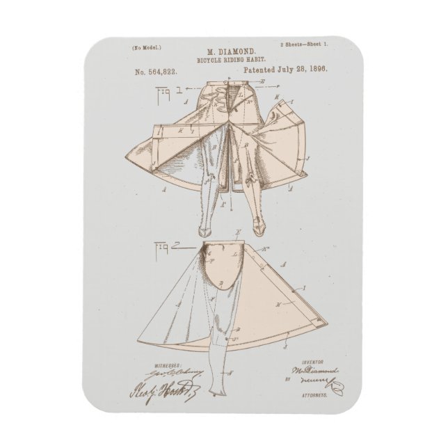 Vintage Kvinna cykelriderpatent Magnet (Vertikal)