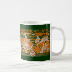 Vintage Kvinna-cykling med Cupid Kaffemugg