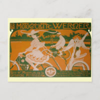 Vintage Kvinna-cykling med Cupid