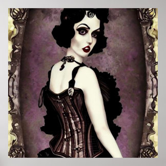 Vintage Kvinna i Corset Poster