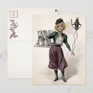 Vintage Kvinna med Krampusdocka vykort