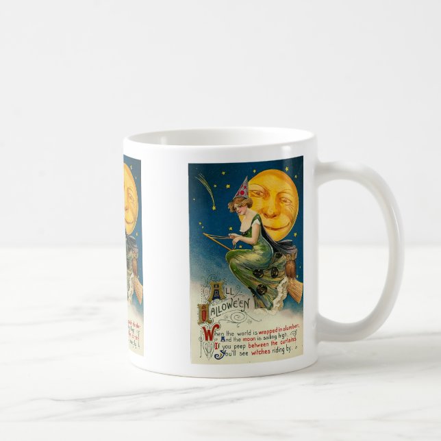 Vintage Kvinna på Broomstick Mugg (Höger)