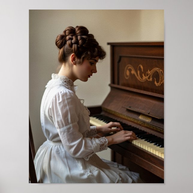 Vintage kvinna pianist poster (Framsidan)
