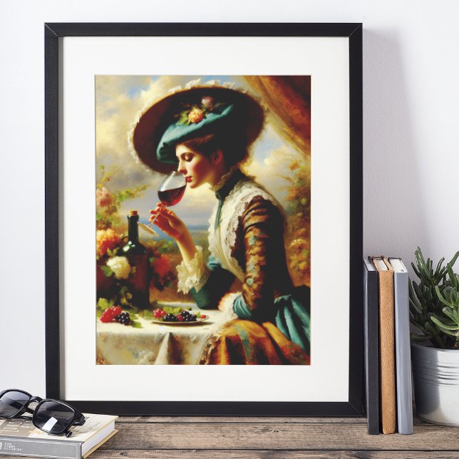 Vintage Kvinna som dricker Vin Poster (Skapare uppladdad)