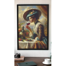 Vintage Kvinna som dricker Vin Poster