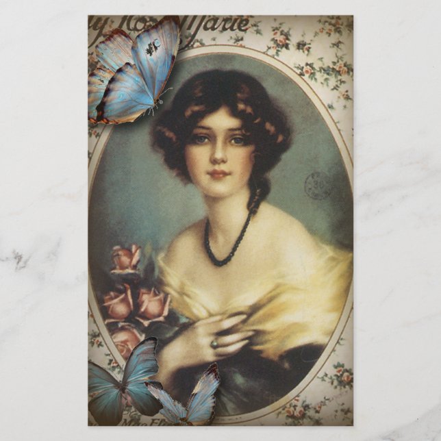 vintage kvinna som segrat i blommigt (Framsida)