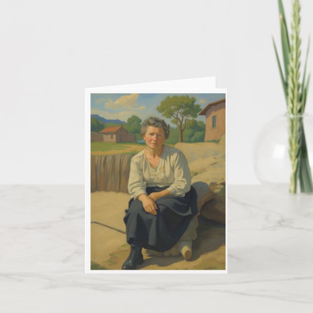 Vintage Kvinna utomhus Tack Kort (Framsida)