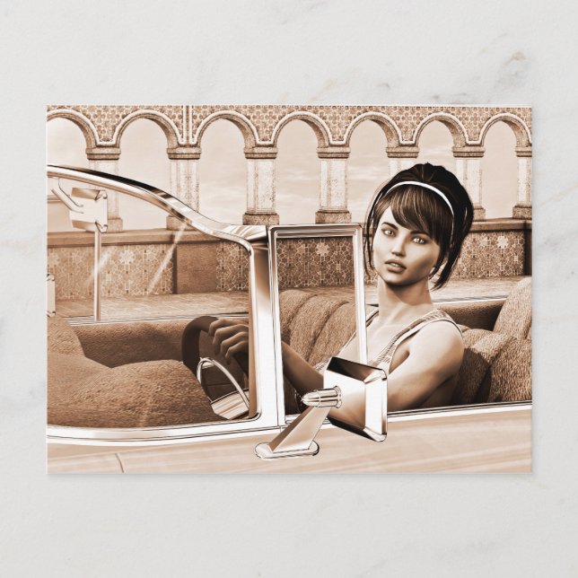 Vintage Kvinna Vykort (Framsida)