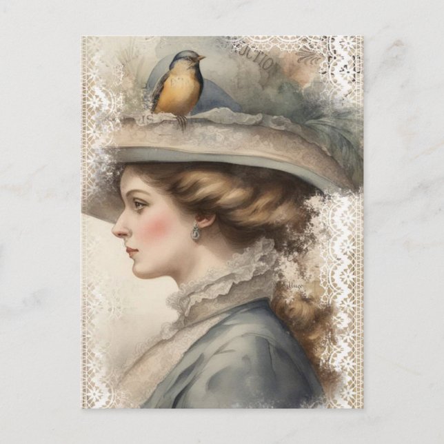Vintage Kvinna Vykort (Framsida)