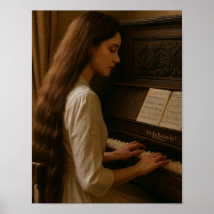 Vintage kvinnlig pianist poster