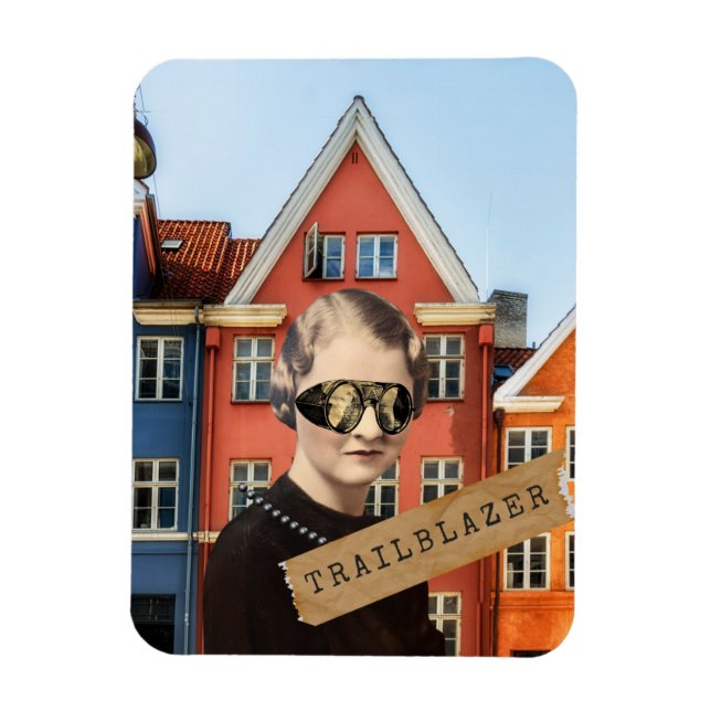 Vintage Kvinnlig Pionjär Kitsch Förändrad Konst Magnet (Vertikal)