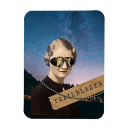 Vintage Kvinnlig Pionjär Natt Himmel Pop Art Magnet