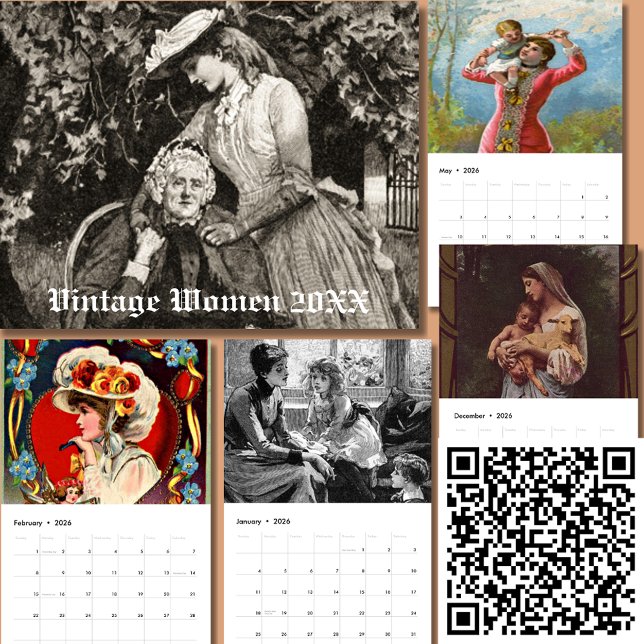 Vintage Kvinnor 20XX Kalender (Classic Vintage Women Calendar 20XX)