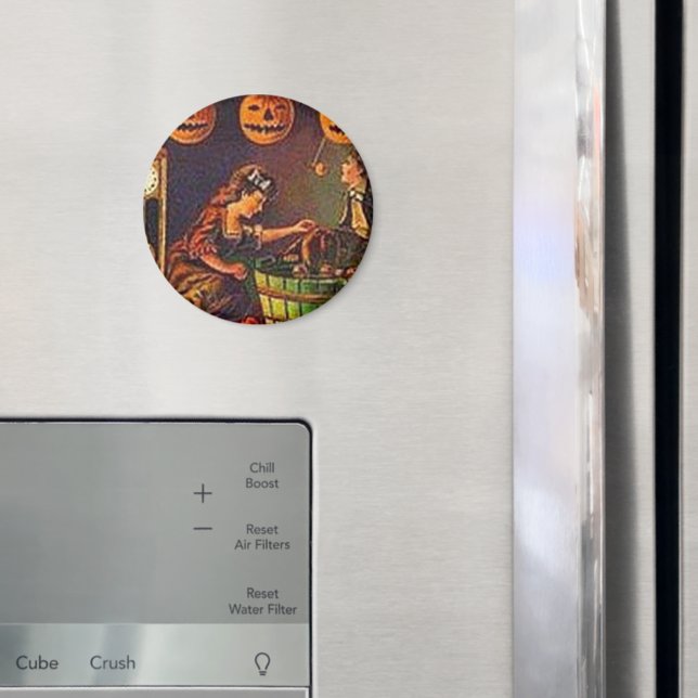 Vintage Kvinnor, Ghost och Jack o'Lanterns Magnet (In Situ (Fridge))