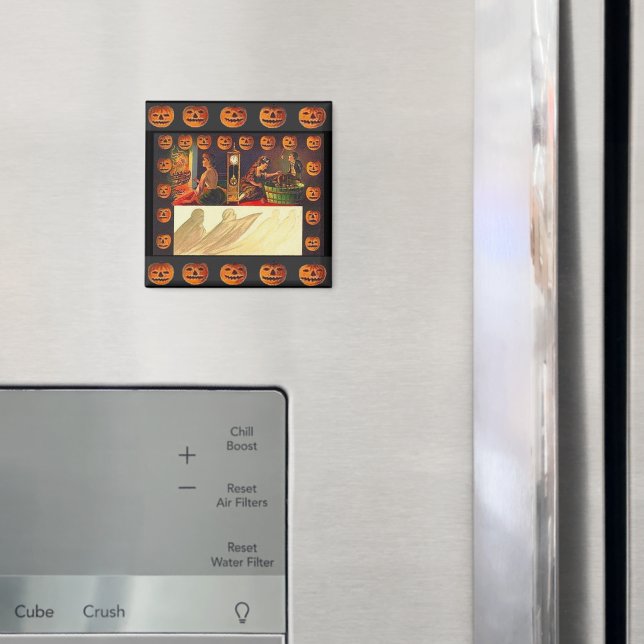 Vintage Kvinnor, Ghost och Jack o'Lanterns Magnet (In Situ (Fridge))