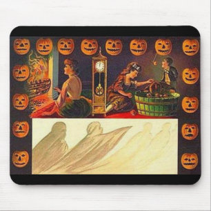Vintage Kvinnor, Ghost och Jack o'Lanterns Musmatta