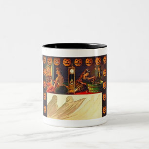 Vintage Kvinnor, Ghost och Jack o'Lanterns Två-Tonad Mugg