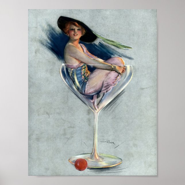 Vintage KVINNOR I Martini-glas Poster (Framsidan)