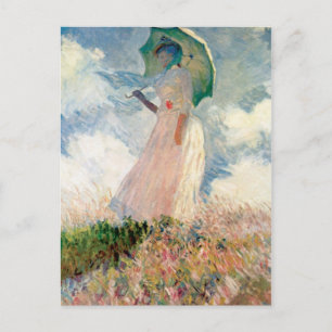 Vintage Kvinnor med Parasol Facing Lämnat Monet Vykort