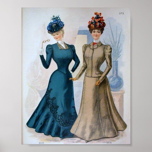 Vintage Kvinnors Mode 1890-tal Poster (Framsidan)