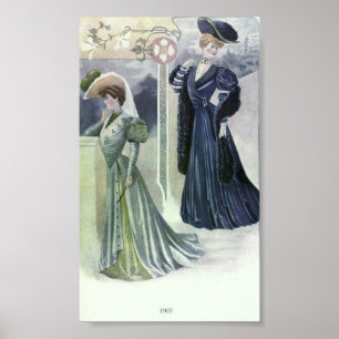 Vintage Kvinnors Mode 1900-tal Poster
